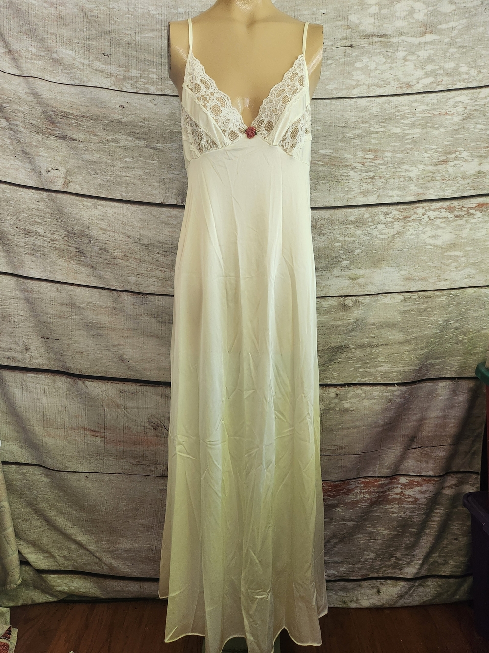 Petra Fashions Ivory Lace-Trim Long Slip Nightgown